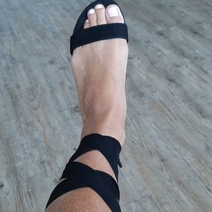 Express black faux suede sandals